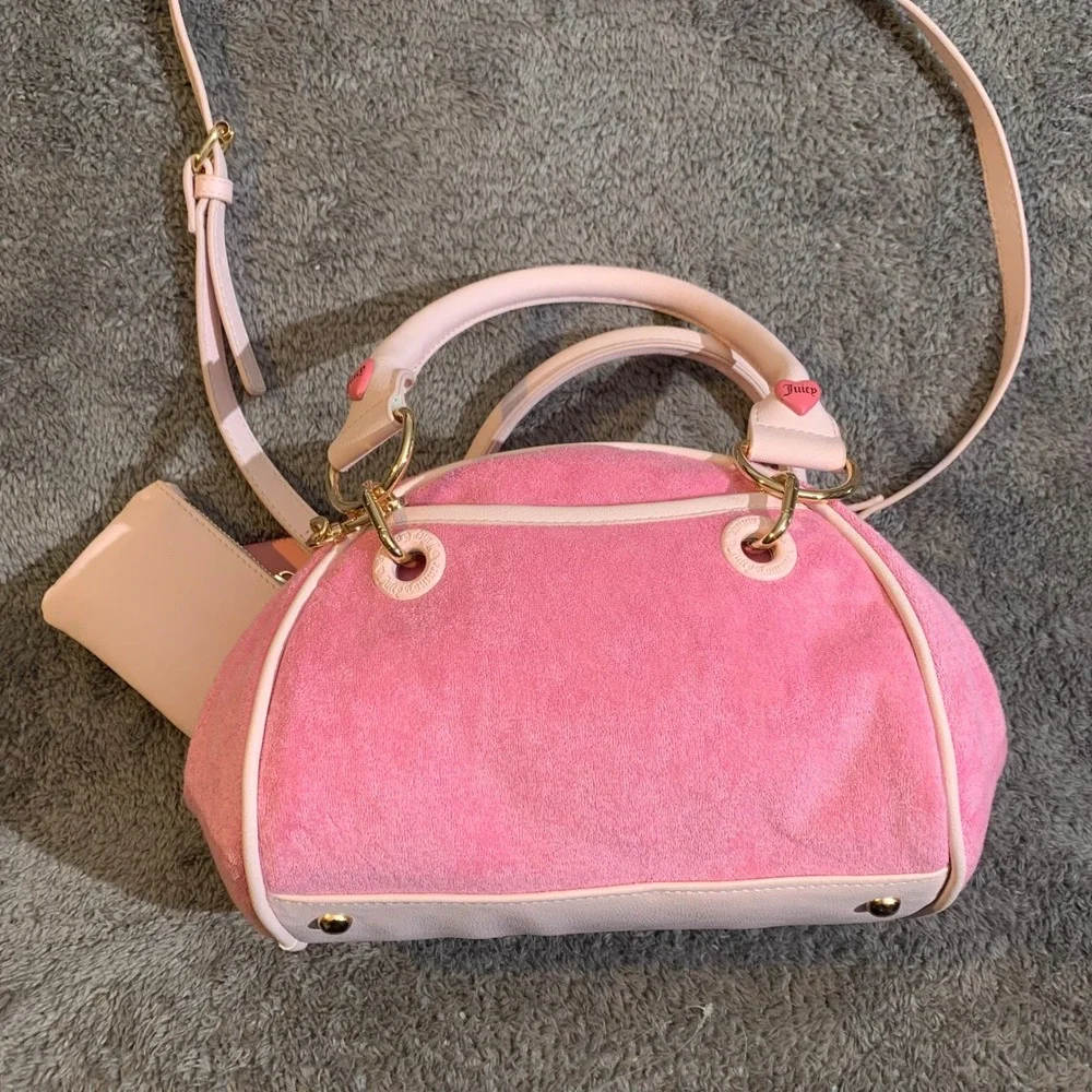 Juicy Couture‎ Retro Strawberry Satchel Cherry Blossom Pink Velour Bag NWT